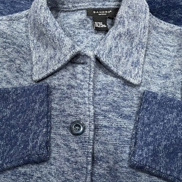 Sandro Women's Wool Ombré Jacket, Buttons, Denim Blue, S - Picture 4 of 6